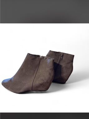 Express Brown Faux Suede Wedge Ankle Booties